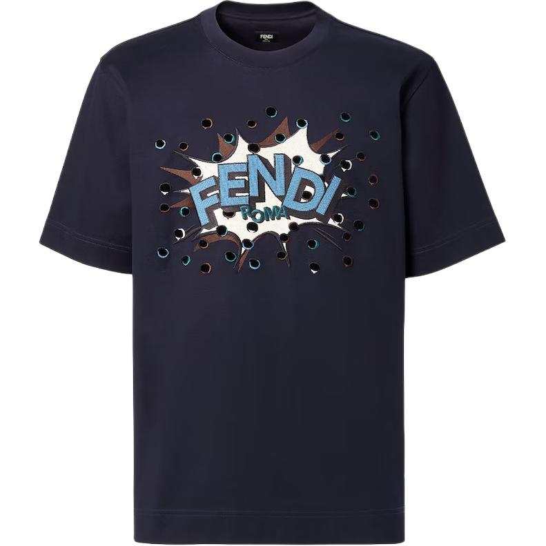Fendi Boompop Motif Embroidered Crewneck T-Shirt
