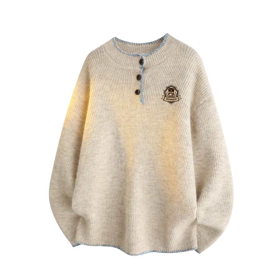 HUANQIU Sweaters Unisex Henry Collar Moderate