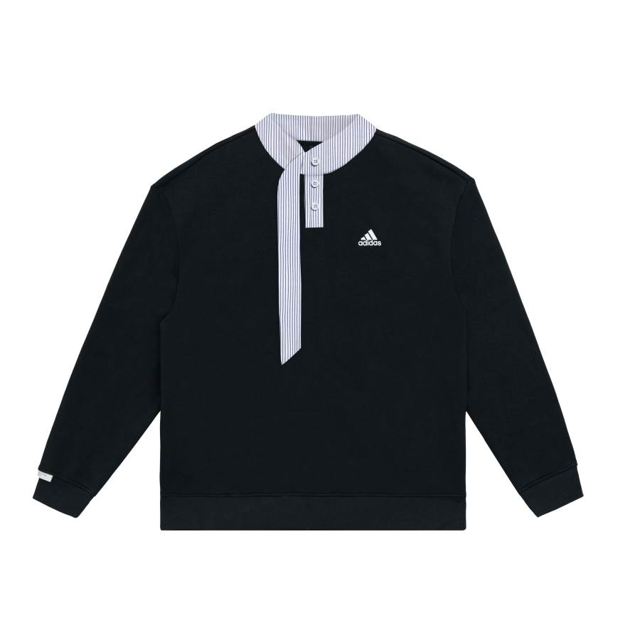 Adidas Adidas LABEL Polo Shirts Unisex Black Polo Collar Thickened And Fleece Lined Other