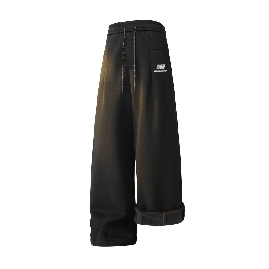 HUANQIU Casual Pants Unisex Thickened And Fleece Lined Sweatpants