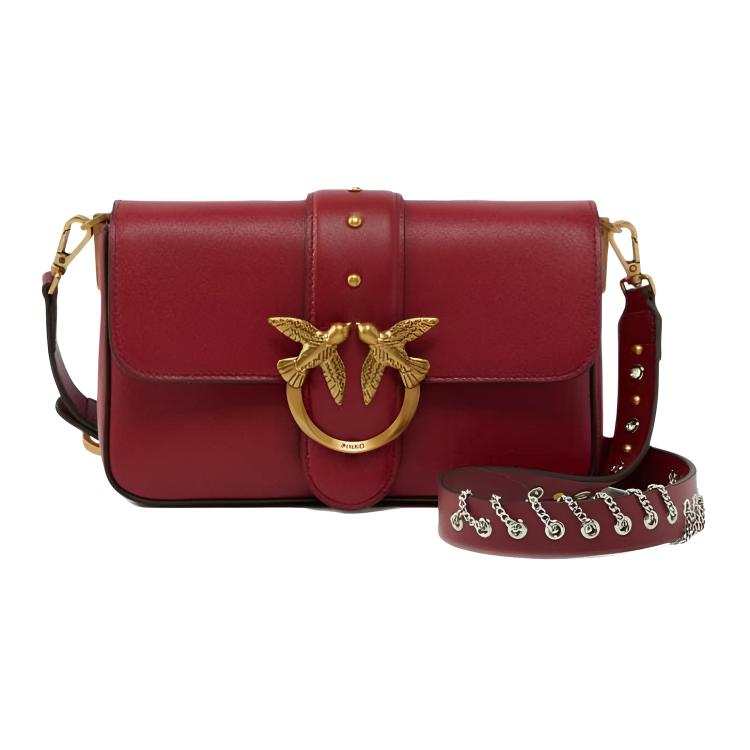PINKO Love Bag Cow Leather Shoulder Bag Mini Women's Red
