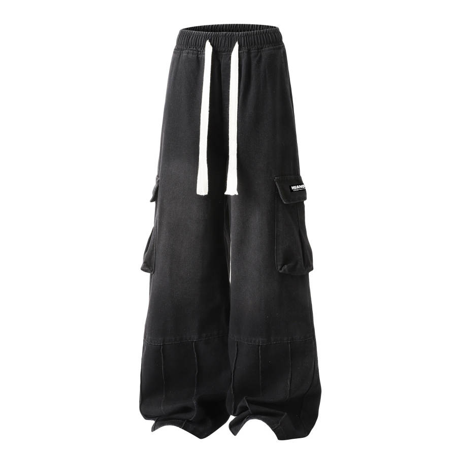 HUANQIU Jeans Unisex Thickened And Fleece Lined Cargo Pants