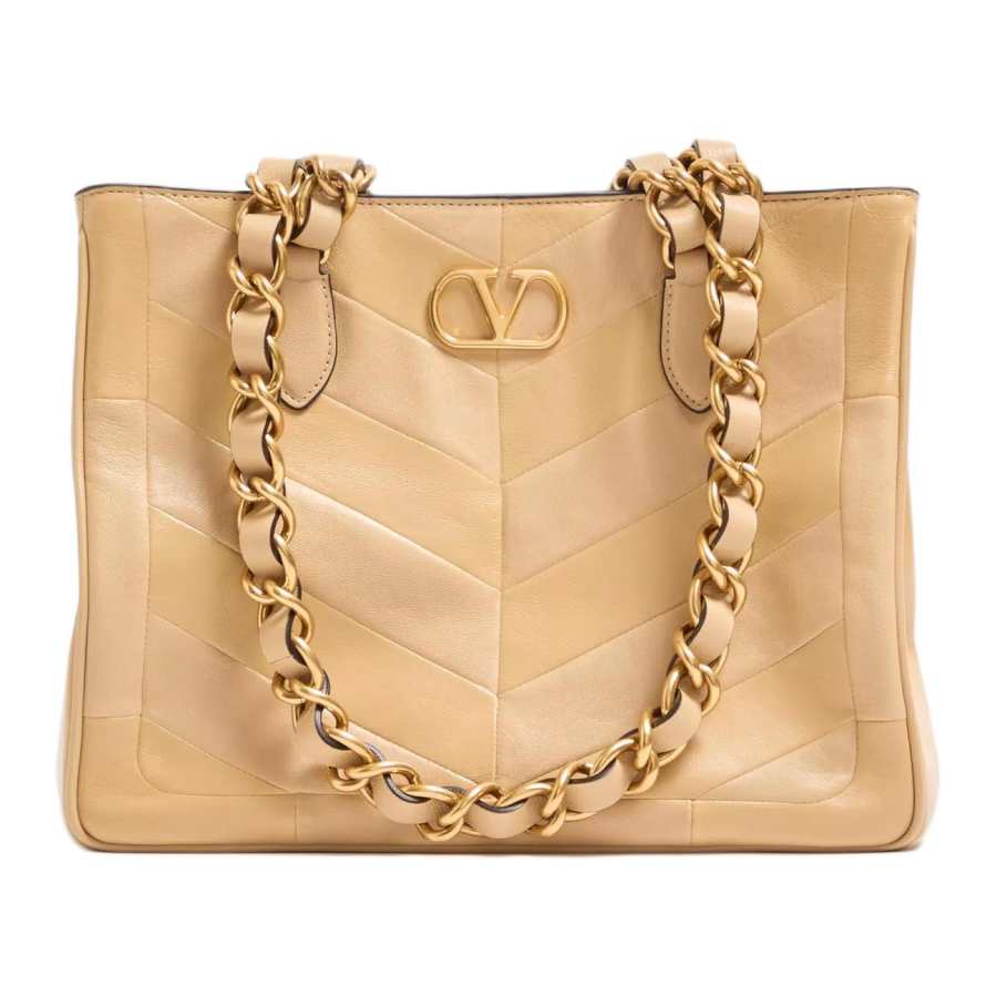 Valentino Garavani Sheepskin Handbag Small Women's Gold & Beige