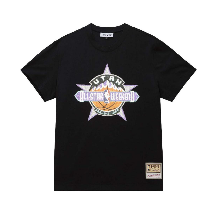 Mitchell Ness X Just Don Mitchell & Ness X JUST DON T Shirts Men's Black Crew Neck Moderate Straight Fit