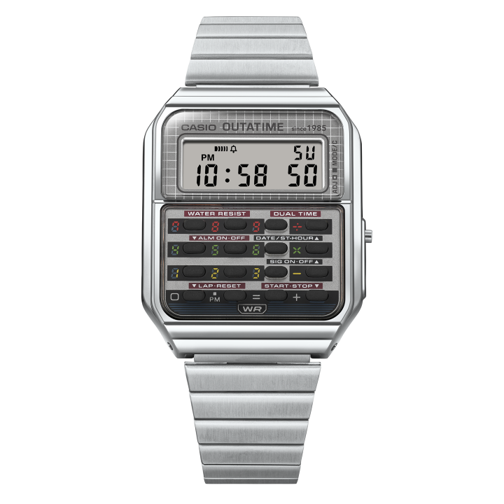 CASIO CASIO BACK To THE FUTURE VINTAGE Quartz Movement Stainless Steel Strap Watch Unisex Black Dial