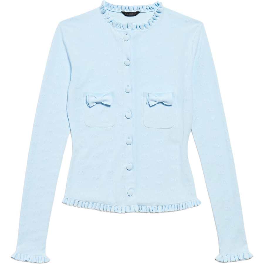 Balenciaga ruffle trim bow cardigan