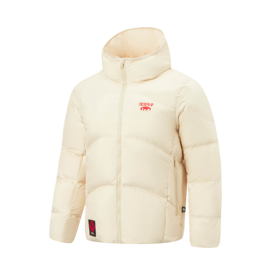 Li-Ning Li Ning Down Jackets Men's Dune Khaki Hooded Moderate Down Jacket