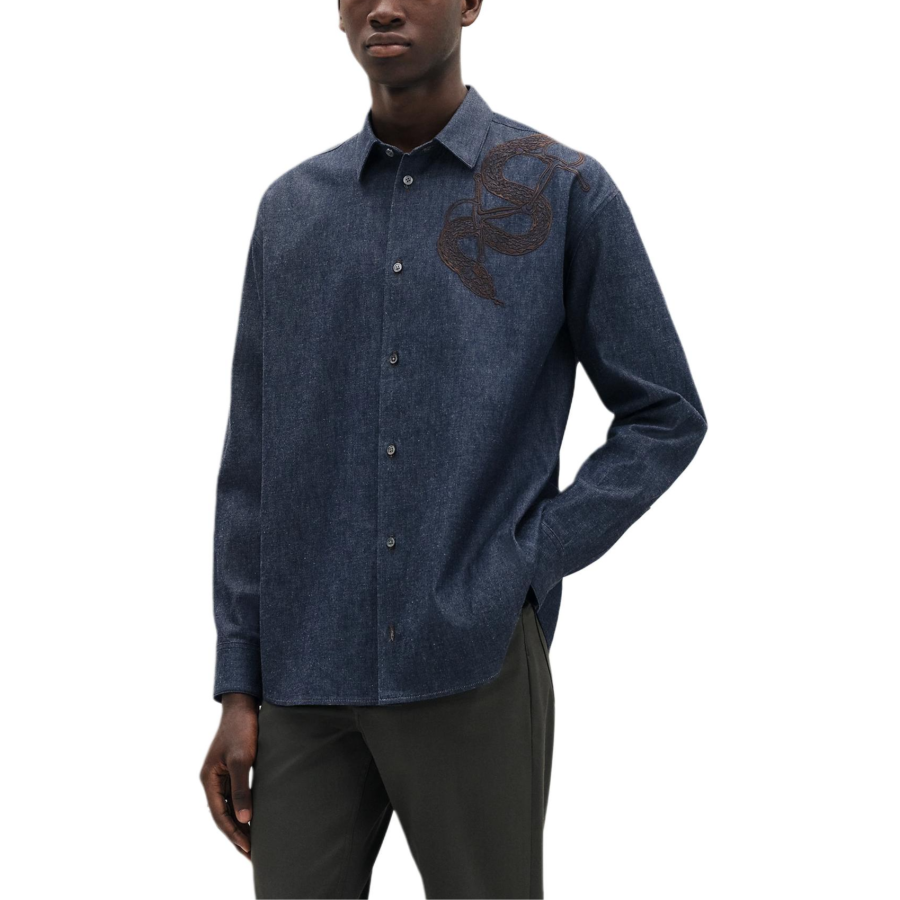 HERMES HERMES Shirts Men's Indigo Moderate