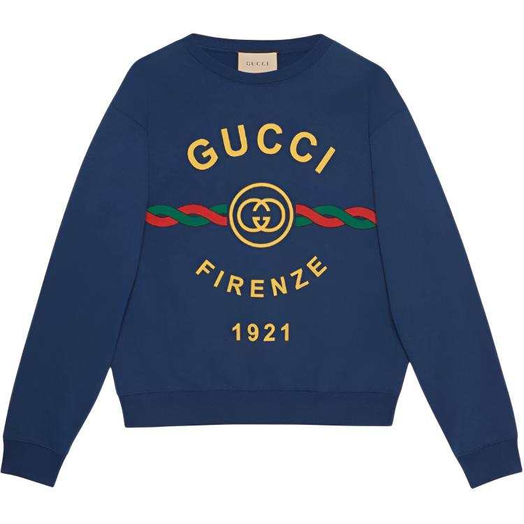GUCCI Sweatshirts Men's Blue Crew Neck Moderate