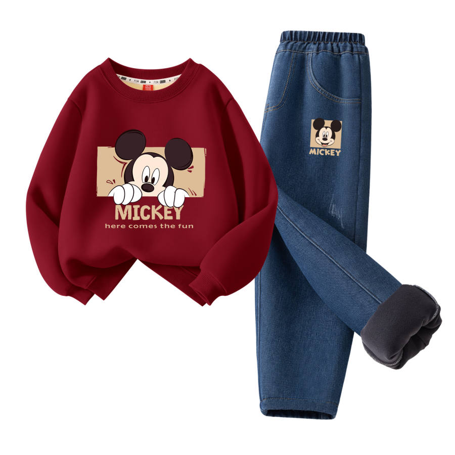 Disney Kids Casual Sportswear Crew Neck Thickened