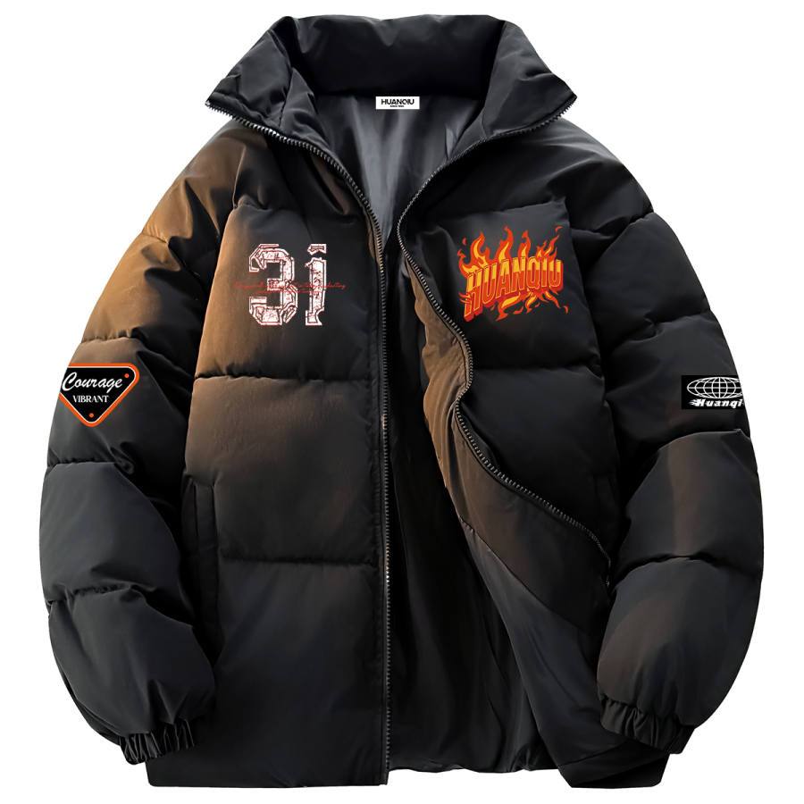 HUANQIU Puffer Jackets Unisex Stand Collar Thickened Padded Puffer Jacket