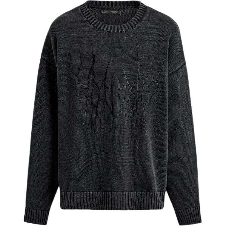 ZARA Knitwear Men's Black Crew Neck Moderate Other