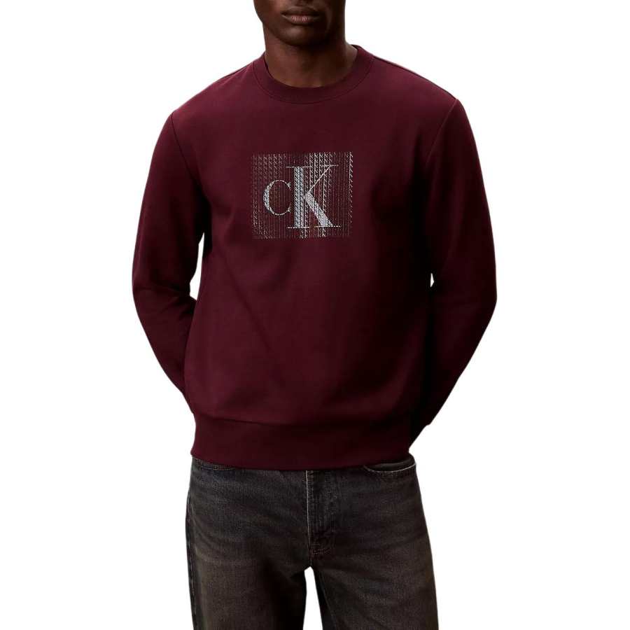 Calvin Klein Sweatshirts Men's Burgundy Crew Neck Moderate