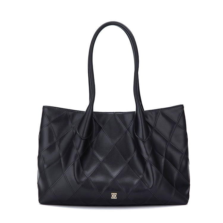 ELLE Cow Leather Tote Bag, Shoulder Bag Women's Black/Gray