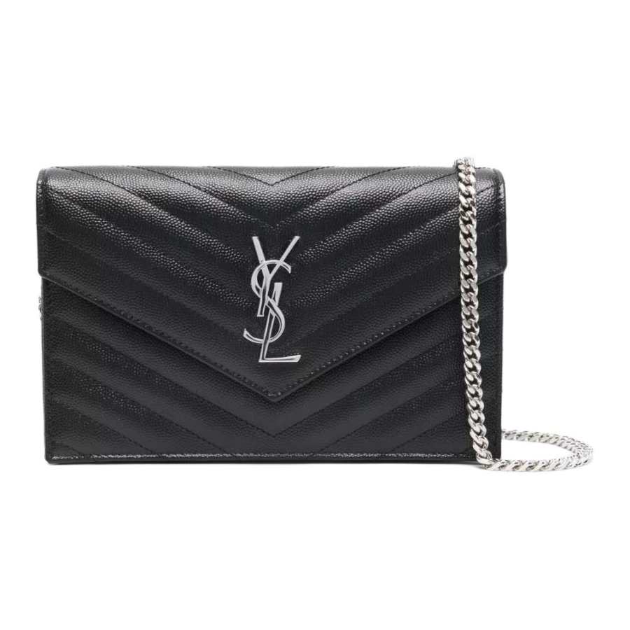 SAINT LAURENT Cassandre Cow Leather Shoulder Bag Women's Black
