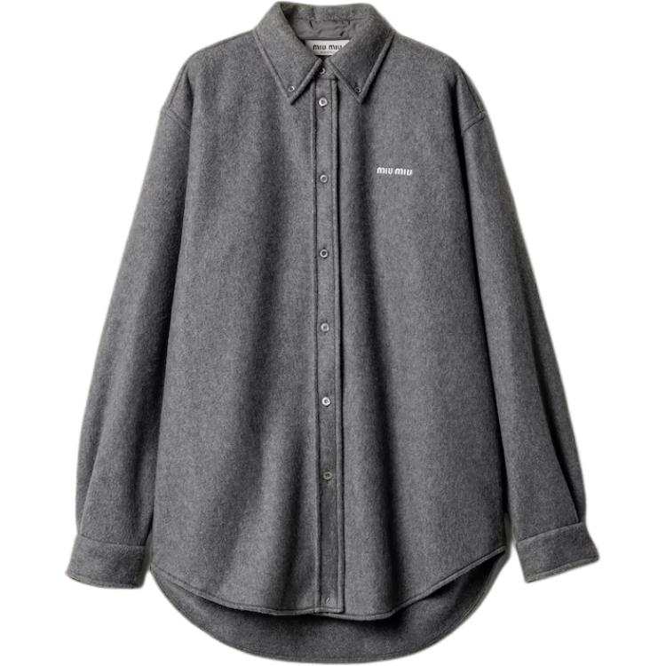 MIU MIU Miu Miu Logo-Embroidered Oversized Poplin Shirt