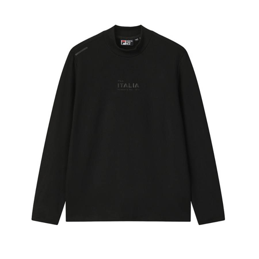 FILA WHITE T Shirts Men's Jet Black Half Turtleneck Moderate