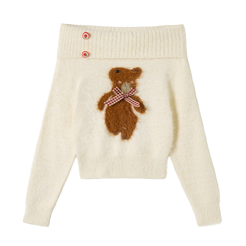 FABRIC PIG Sweaters Women's Apricot Boat Neck Moderate Irregular