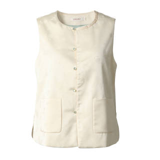 JINSANT Vests Women's Apricot White Crew Neck Moderate Other