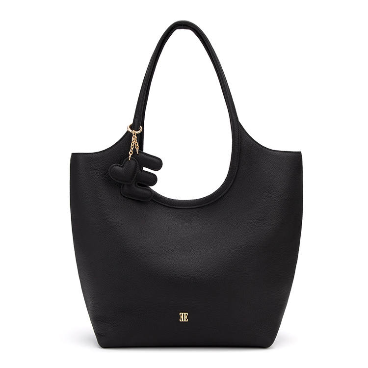 ELLE Top Grain Cow Leather Handbag Regular Women's Black/Gray/Cloud Dancer/Dusty Blue
