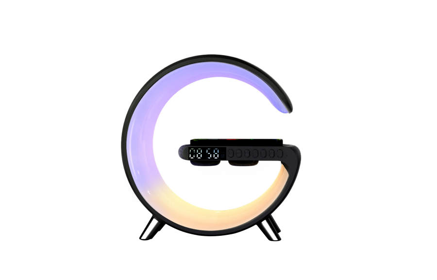 MGWK Speakers N69 Wireless Charging Music Table Lamps, Dazzling Color Ambient Light With APP Control, Clock Alarm Clock