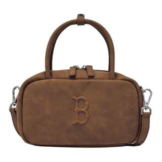 MLB Boston Red Sox Adjustable Detachable Strap Polyurethane Synthetic Leather Crossbody Handbag Women's Dark Brown