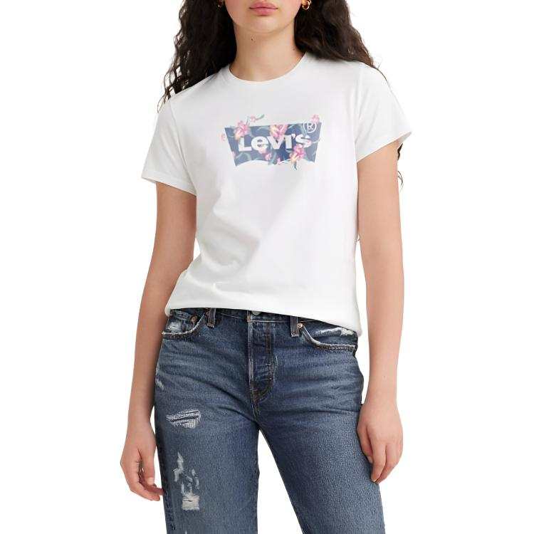 Levis T Shirts Women's Bright White Crew Neck Straight Fit