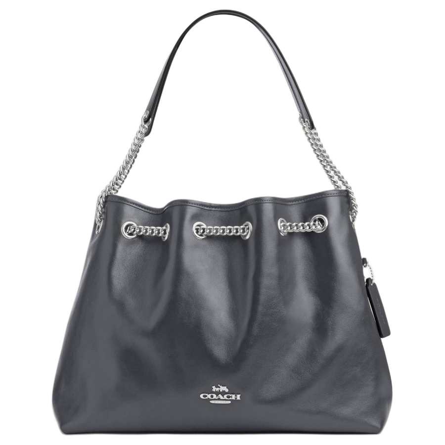 COACH Cow Leather Trash Bag, Shoulder Bag Large Women's Gray