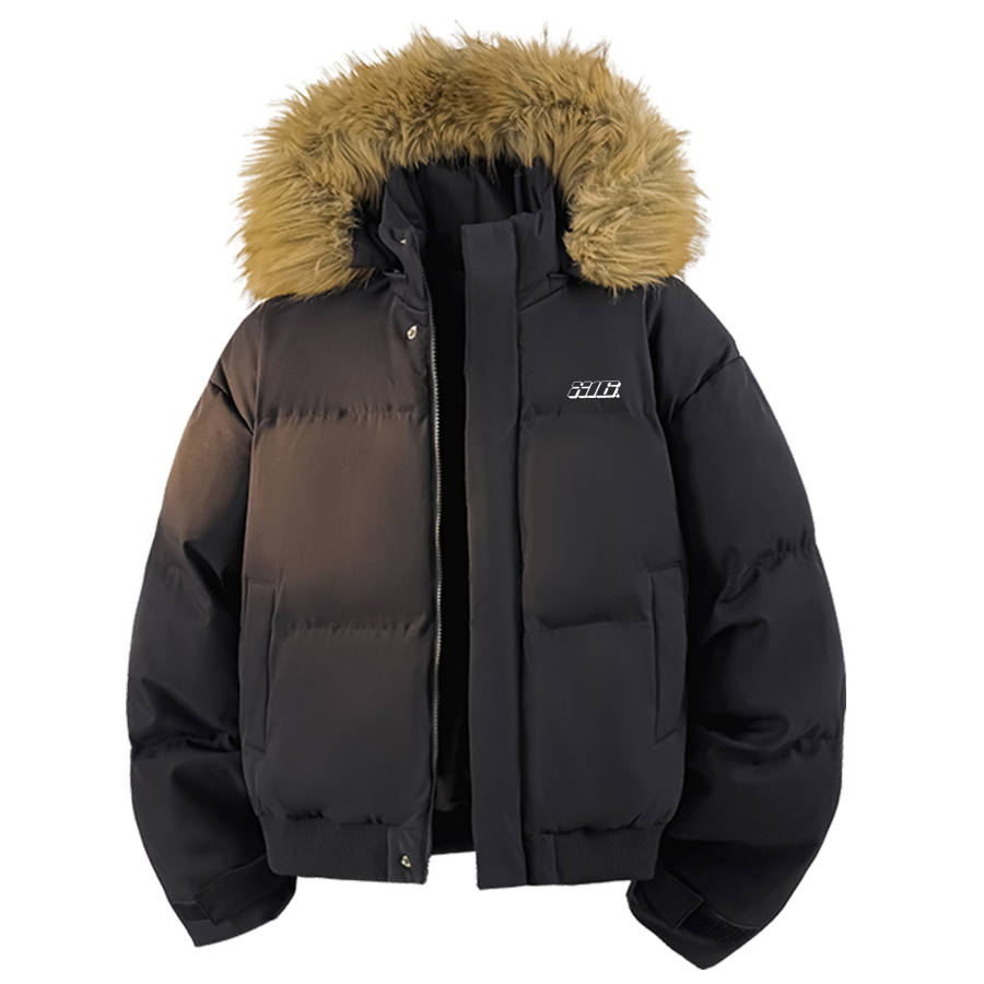 X1617 Puffer Jackets Unisex Fur Collar Fleece Lined