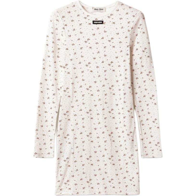 Miu Miu Long-Sleeved Ribbed Dress