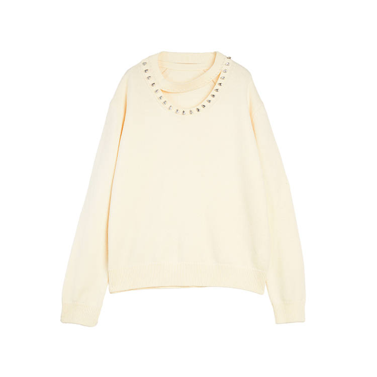 ELLE Sweaters Women's Ecru Crew Neck Moderate Other