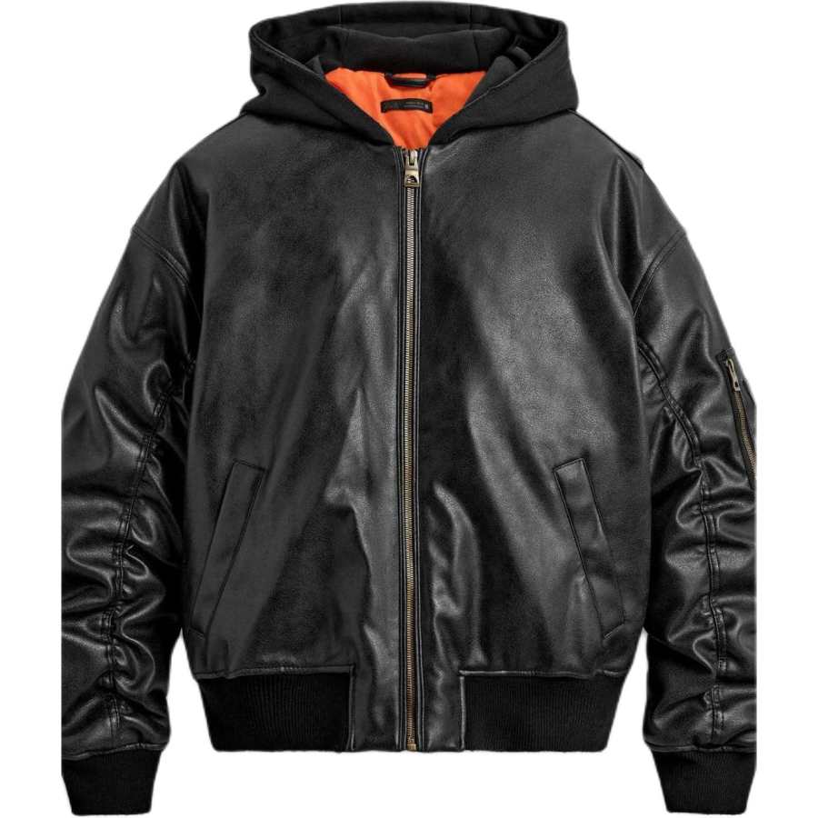 ZARA Jackets Men's Black Hooded Moderate Other