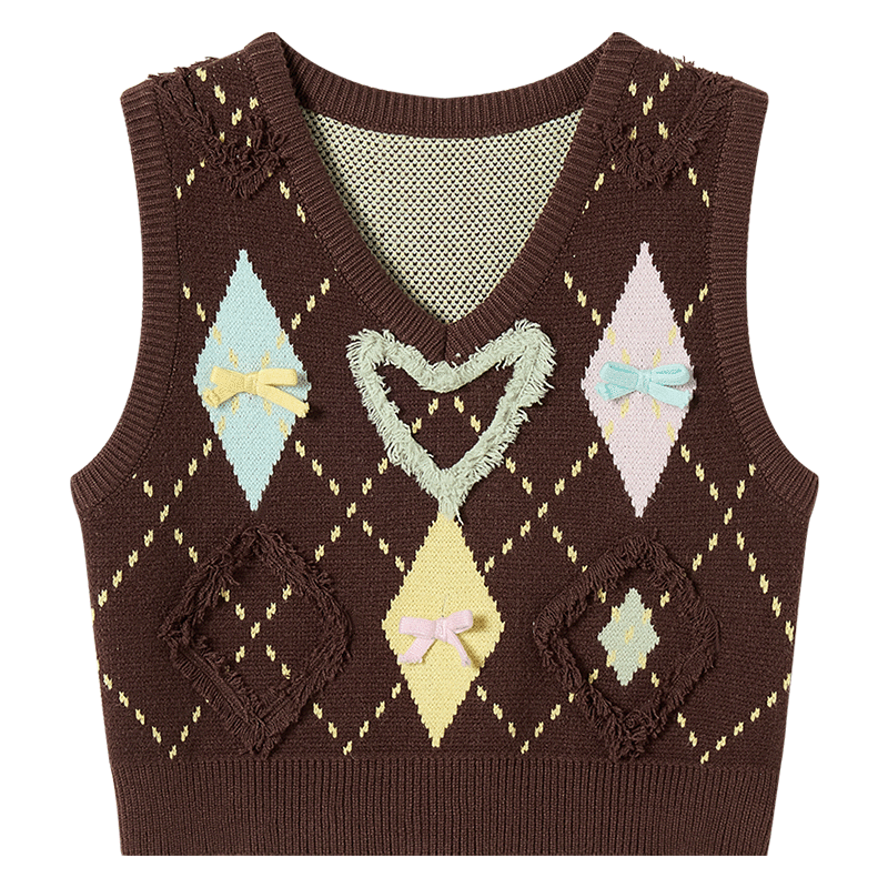 FABRIC PIG Vests Women's Lapel Moderate Knitted Fabric