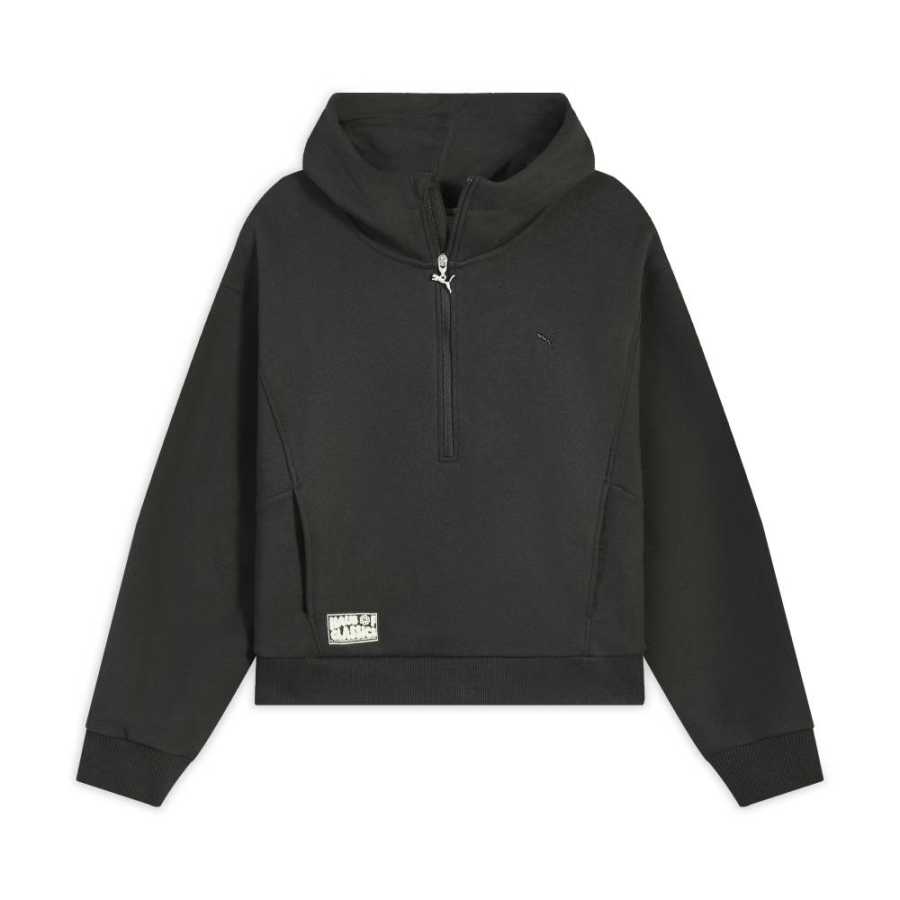 PUMA CLASSICS FW25 HAUS Of Fleece Lined Thermal Half Zip Loose Fit Hooded Long Sleeved Sweatshirt Women's