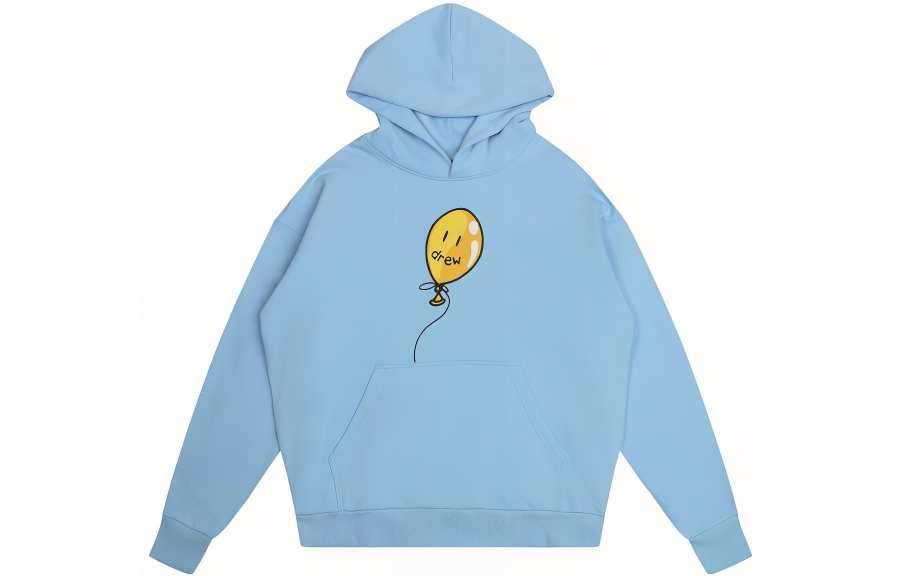 Drew House Pacific Blue Collection Balloons Collection Smiley Face Balloons Print Hooded Fleece Lined Pullover