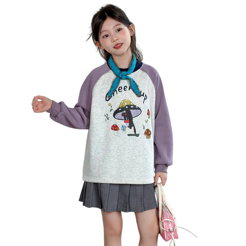 Lanza Casual Sweatshirt Winter Thickened And Fleece Lined Cartoon Multicolor Base Layer Teenagers