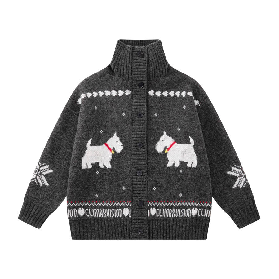 CLIMAX VISION CLIMAX VISION Sweaters Unisex Dark Gray Lapel Thickened Cardigan