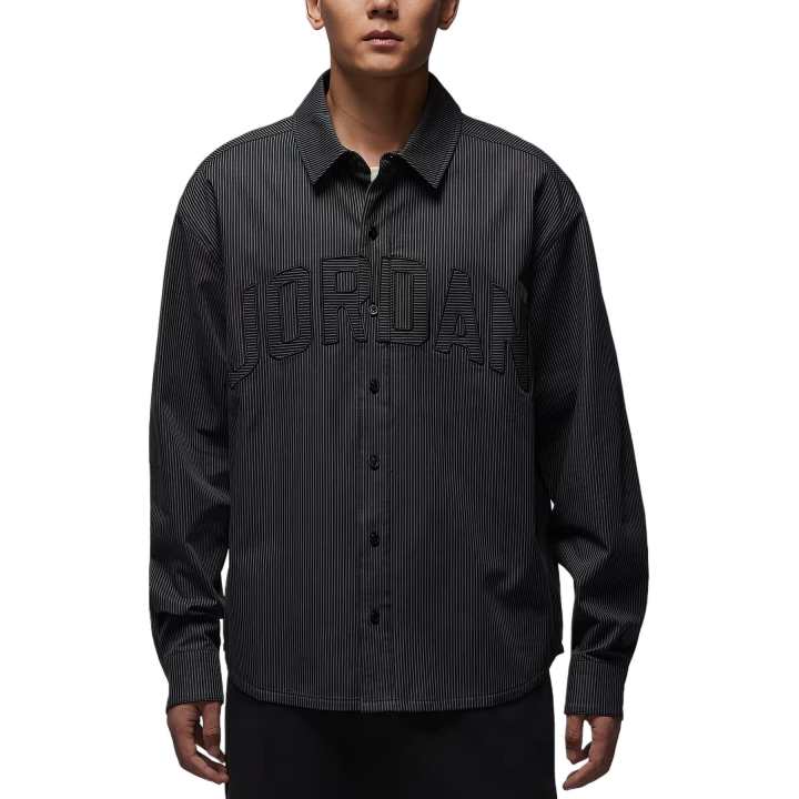 Jordan Jordan Flight Shirts Men's Black/Iron Gray/Black Lapel Moderate