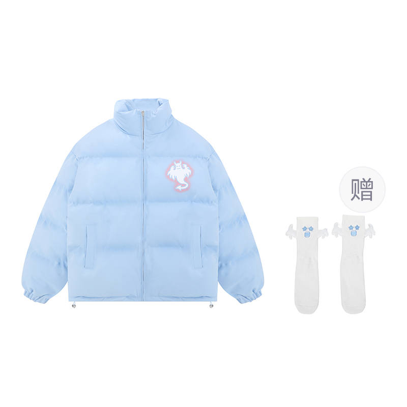 LBPC LBPC Ghost Demon Thermal Thickened Stand Collar Puffy Puffer Jacket With Light Effect Unisex