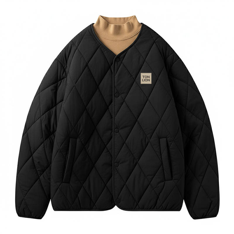 Tonlion Puffer Jackets Unisex Collarless Fleece Lined Other