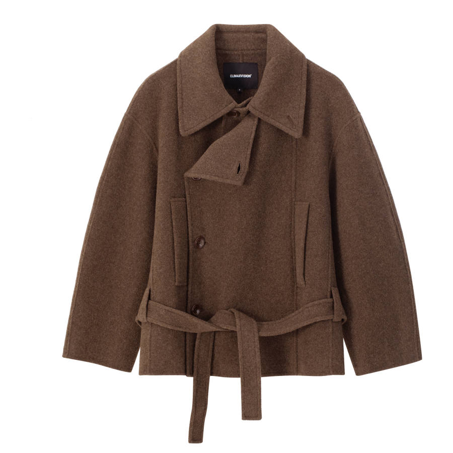 CLIMAX VISION Coats Women's Pine And Cedar Brown Stand Collar Thickened