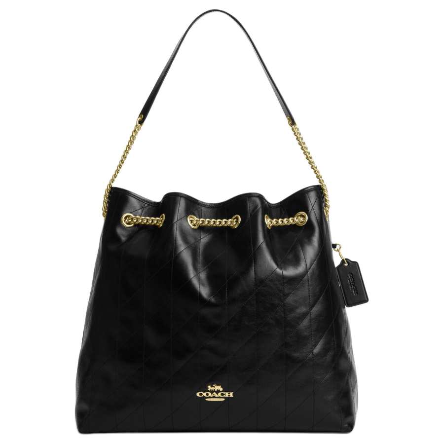 COACH Cow Leather Trash Bag, Shoulder Bag Large Women's Black