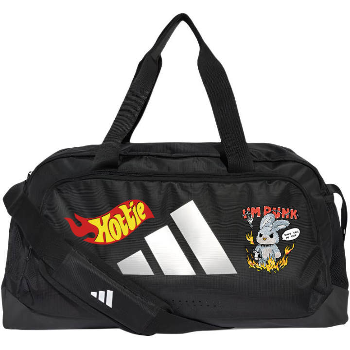 Adidas Adidas 31L Polyester Patterned Print Travel Bag Unisex Black