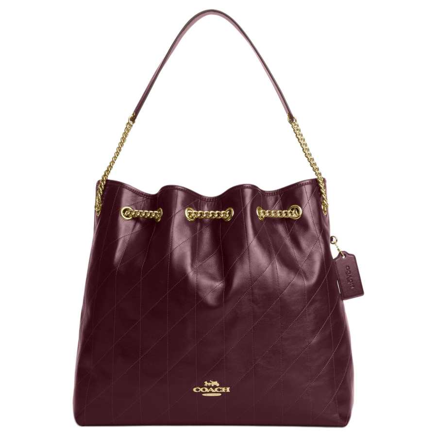 COACH Cow Leather Trash Bag, Shoulder Bag Large Women's Dark Burgundy
