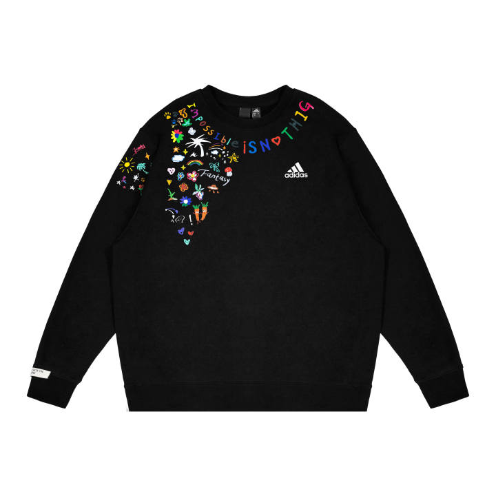 Adidas Adidas LABEL Sweatshirts Unisex Black Crew Neck Moderate Regular