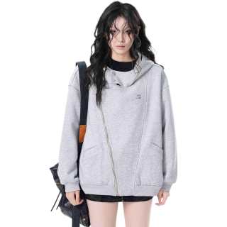 NEVER RULE Sweatshirts Unisex Gray Hooded Moderate Cardigan