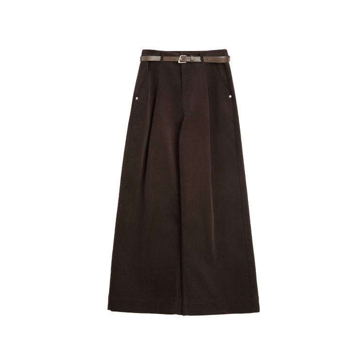 ELLE Casual Pants Women's Coffee Moderate Wide Leg Pants