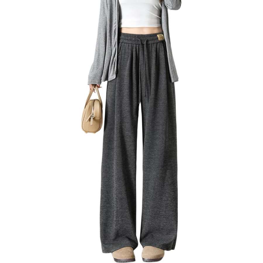 Tonlion Casual Pants Women's Dark Gray Moderate Straight Fit Pants