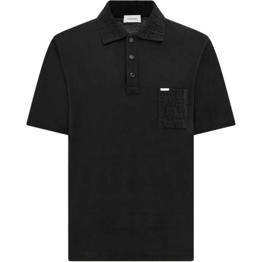 Ferragamo Jacquard Pocket Detail V-Neck Polo Shirt