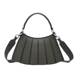 LACOSTE Leather Hobo Bag, One Shoulder Handbag Small Women's Green